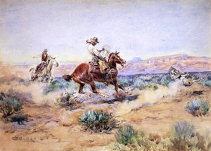  Charles Marion Russell Roping a Wolf - Art Print