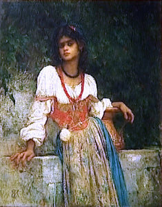  Antoine Ernest Hebert Rosa Nera a la Fontaine - Art Print