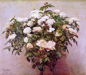  Henri Fantin-Latour Rose Trees - White Roses - Art Print
