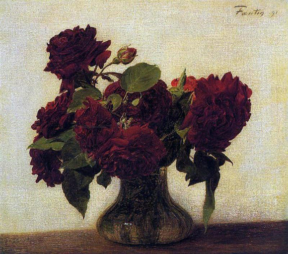 Henri Fantin-Latour Roses foncees sur fond clair - Art Print