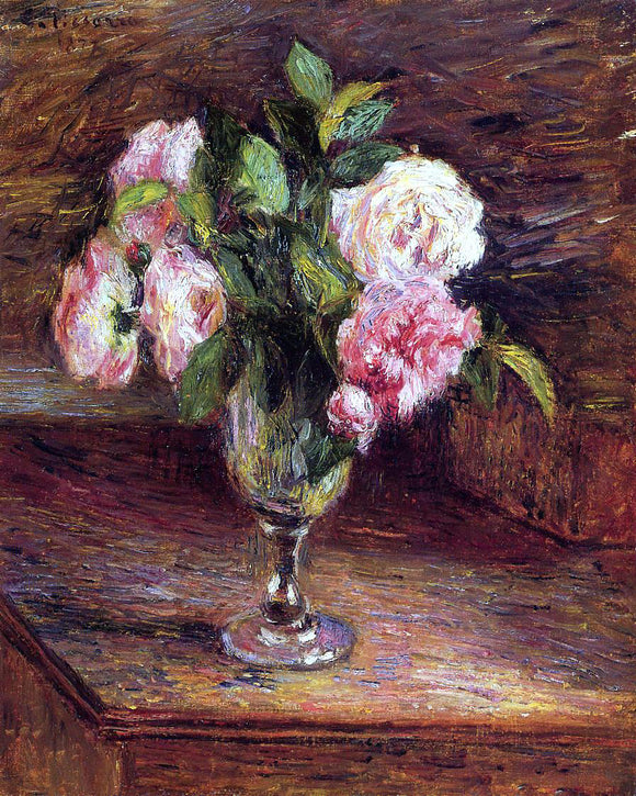  Camille Pissarro Roses in a Glass - Art Print