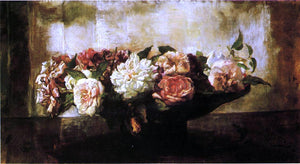  John La Farge Roses in a Shallow Bowl - Art Print