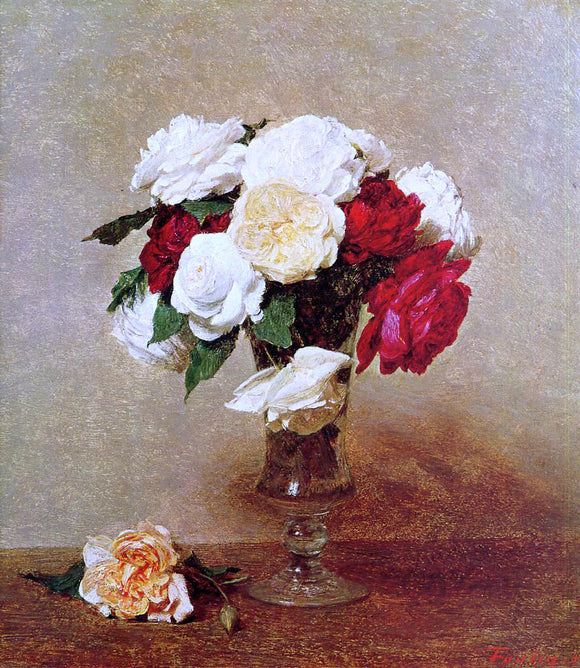  Henri Fantin-Latour Roses in a Stemmed Glass - Art Print