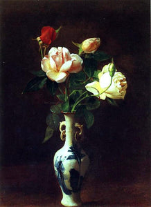  George Cochran Lambdin Roses in a Vase - Art Print