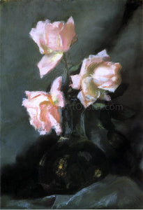  John La Farge Roses in a Vase - Art Print
