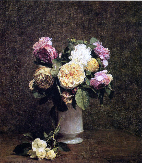  Henri Fantin-Latour Roses in a White Porcelin Vase - Art Print