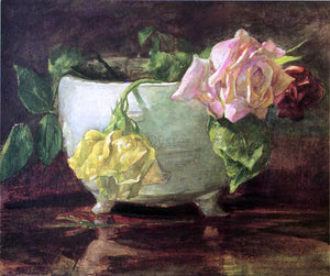  John La Farge Roses in Old Chinese Bowl - Art Print