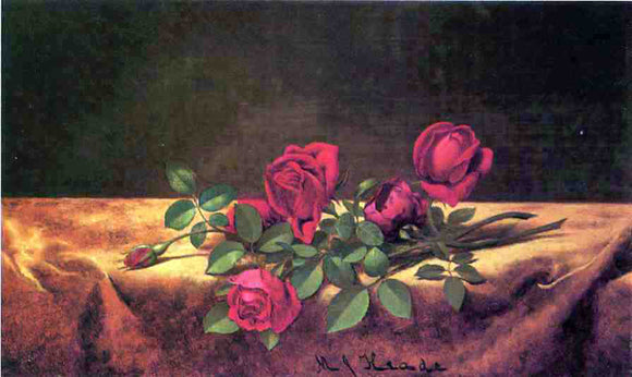  Martin Johnson Heade Roses Lying on Gold Velvet - Art Print