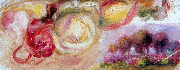  Pierre Auguste Renoir Roses with a Landscape - Art Print