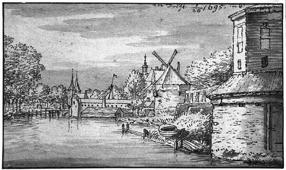  Josua De Grave Rotterdam Gate in Delft from Afar - Art Print