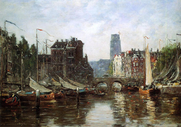  Eugene-Louis Boudin Rotterdam, Le Pont de Bourse - Art Print