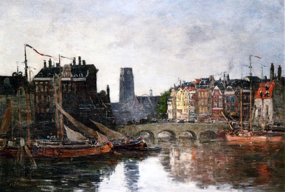  Eugene-Louis Boudin Rotterdam, the Pont de la Bourse - Art Print