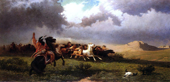  William De la Montagne Cary Rounding up Horses - Art Print