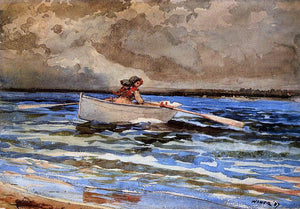  Winslow Homer Rowing at Prout's Neck - Art Print