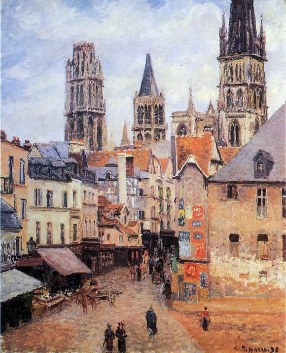  Camille Pissarro Rue de l'Eppicerie, Rouen: Morning, Grey Weather - Art Print