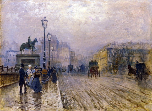  Giuseppe De Nittis Rue de Paris with Carriages - Art Print