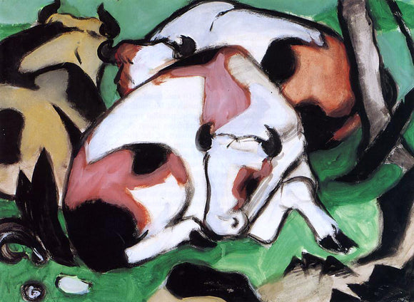  Franz Marc Ruhende Kuhe (also known as Kauernder Steir) - Art Print