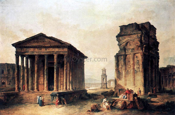  Hubert Robert Ruins at Nimes - Art Print