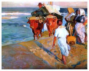  Joaquin Sorolla Y Bastida Sacando la Barca - Art Print