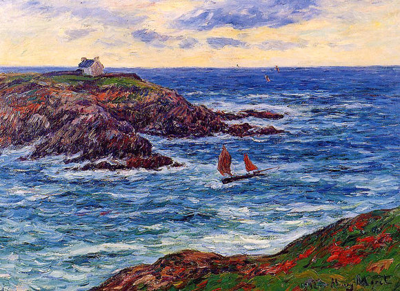  Henri Moret Sailboats off the Coast of Douelian - Art Print