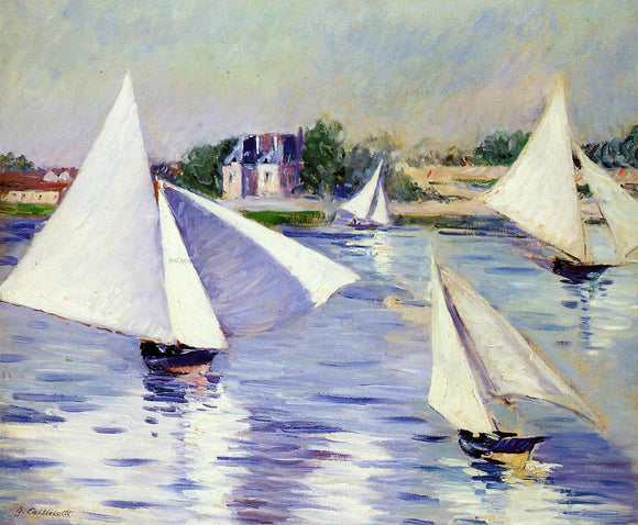  Gustave Caillebotte Sailboats on the Seine at Argenteuil - Art Print