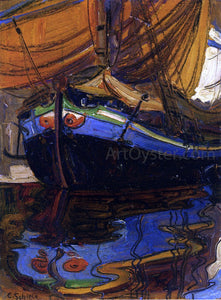  Egon Schiele A Sailing Boat with Reflection in the Water - Art Print