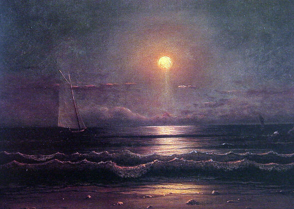  Martin Johnson Heade Sailing by Moonlight - Art Print