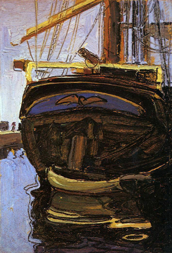  Egon Schiele Sailing Ship with Dinghy - Art Print