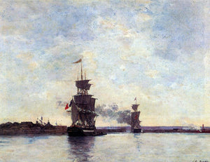  Eugene-Louis Boudin Sailing Ships Entering Port - Art Print