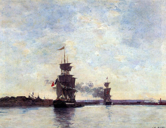  Eugene-Louis Boudin Sailing Ships Entering Port - Art Print