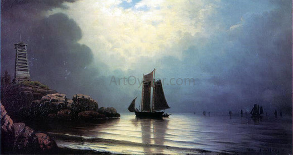  William Frederick De Haas Sailing Vessel off a Rocky Point - Art Print