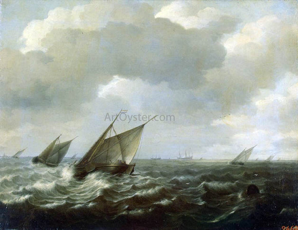  Hendrick Maertensz Sorgh Sailing Vessels in a Strong Wind - Art Print