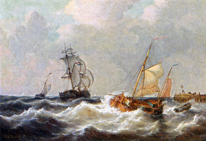  George Willem Opdenhoff Sailing Vessels In Choppy Waters - Art Print