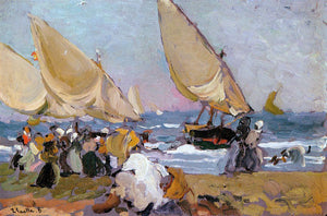  Joaquin Sorolla Y Bastida Sailing Vessels on a Breezy Day, Valencia - Art Print
