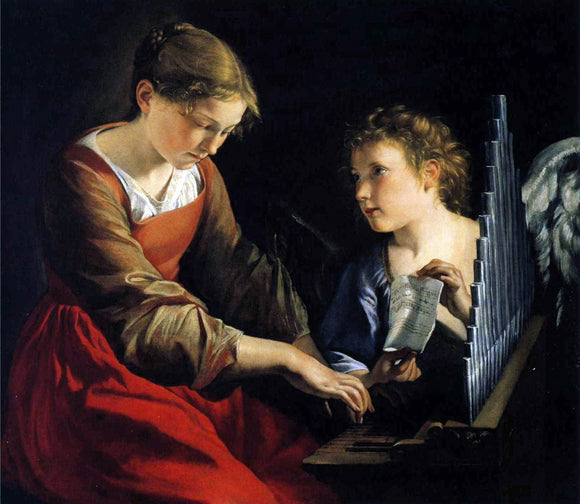  Orazio Gentileschi Saint Cecilia with an Angel - Art Print