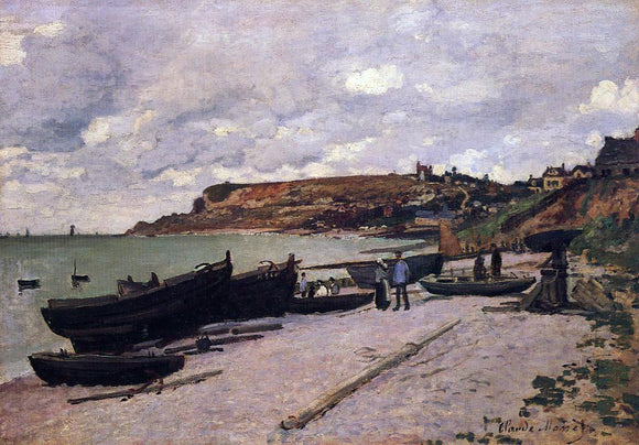  Claude Oscar Monet Sainte-Adresse, Fishing Boats on the Shore - Art Print