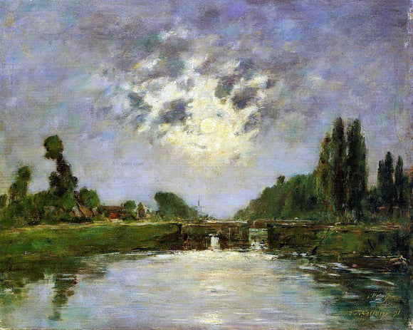  Eugene-Louis Boudin Saint-Valery-sur-Somme, the Bridge on the Lock - Art Print