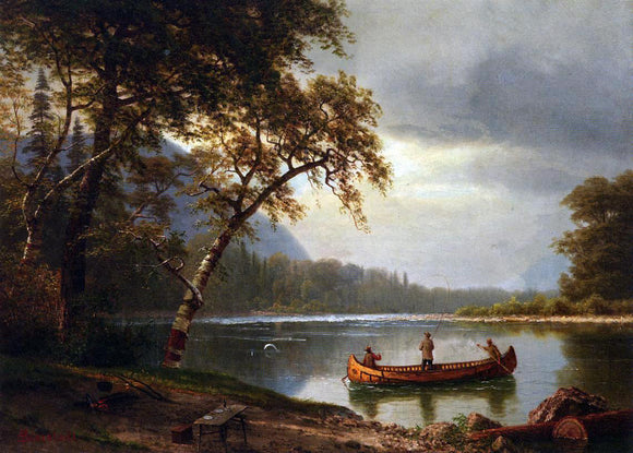  Albert Bierstadt Salmon Fishing on the Cascapediac River - Art Print
