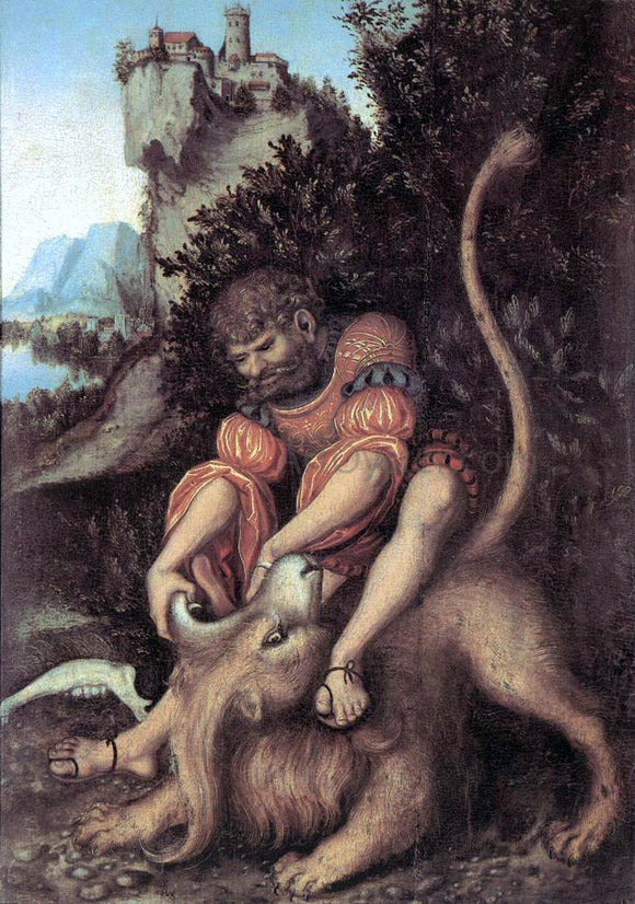  The Elder Lucas Cranach Samson's Fight with the Lion - Art Print
