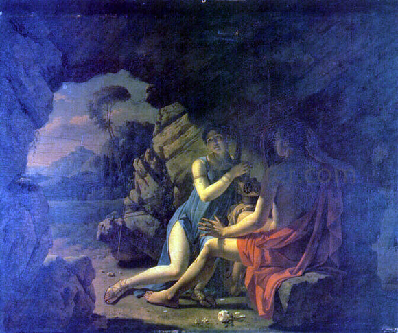  Martin Drolling Sappho et Phaon Chantant Leurs Amours Dans Une Grotte - Art Print