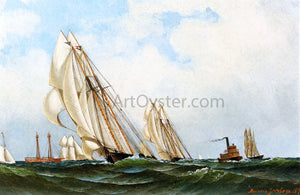  Antonio Jacobsen Sappho off Sandy Hook Lightship - Art Print