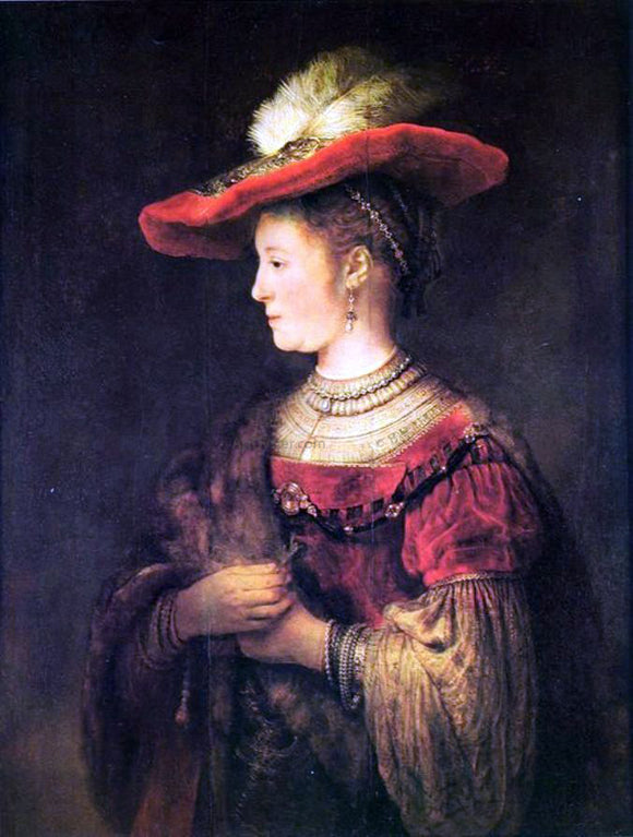  Rembrandt Van Rijn Saskia with a Bonnet - Art Print