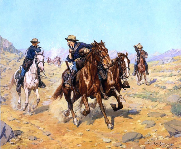  Charles Schreyvogel Saving Their Lieutenant - Art Print