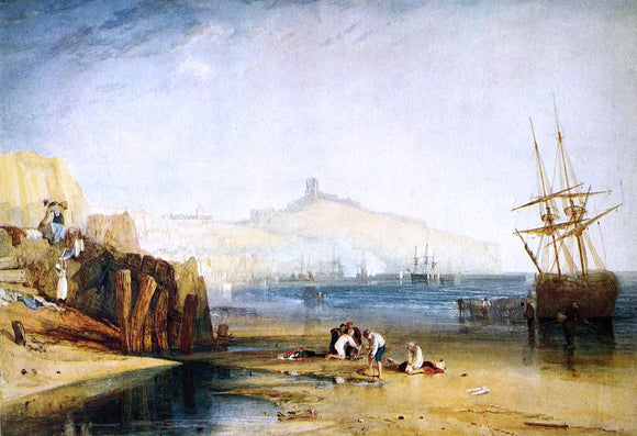  Joseph William Turner Scarborough Town and Castle: Morning: Boys Catching Crabs - Art Print