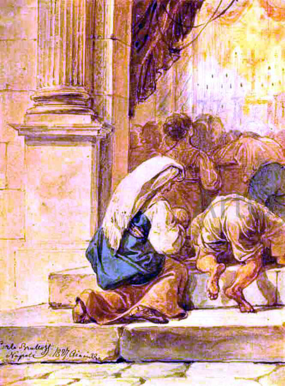  Karl Pavlovich Brulloff Scene at the Entrance of a Cathedral - Art Print