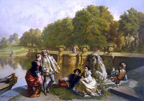  Jozef Hubert Lies Scene in a Park - Art Print