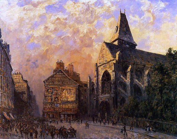  Frank Myers Boggs Scene of a Street in front of the Church of Saint-Medard, Paris - Art Print