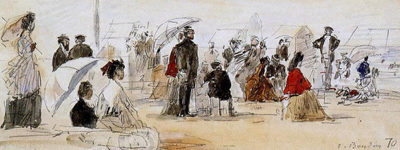  Eugene-Louis Boudin Scene on the Beach - Art Print