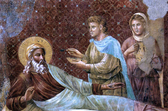  Master of the Isaac Stories Scenes from the Old Testament: Isaac Rejecting Esau (detail) - Art Print