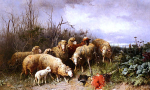  Friedrich Otto Gebler Schafe Eine Vogelscheuche Betrachtend - Art Print